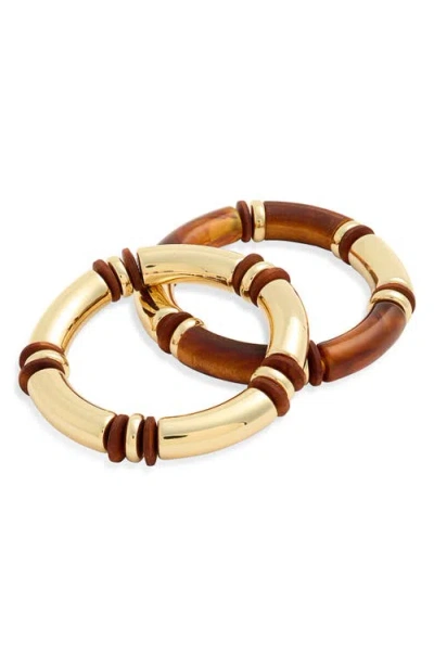 Nordstrom Set Of 2 Tube Bead Stretch Bracelets In Multi