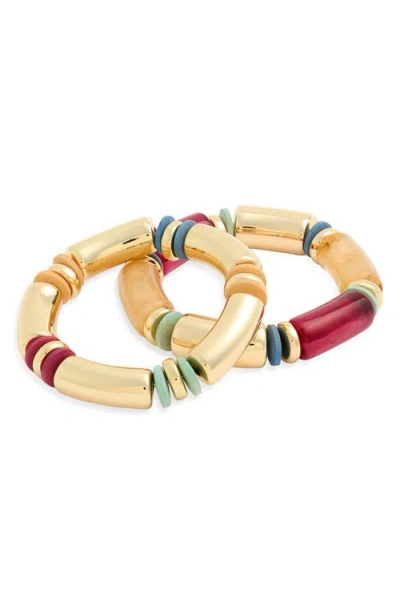 Nordstrom Set Of 2 Tube Bead Stretch Bracelets In Multi