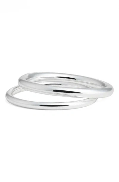 Nordstrom Set Of 2 Tubular Bangles In Silver