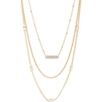 Nordstrom Set Of 3 Cubic Zirconia Chain Necklaces In Gold