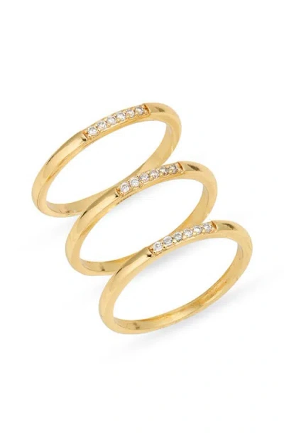 Nordstrom Set Of 3 Cubic Zirconia Stack Rings In Gold