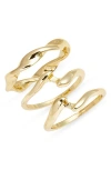Nordstrom Set Of 3 Dainty Wavy Rings In Gold