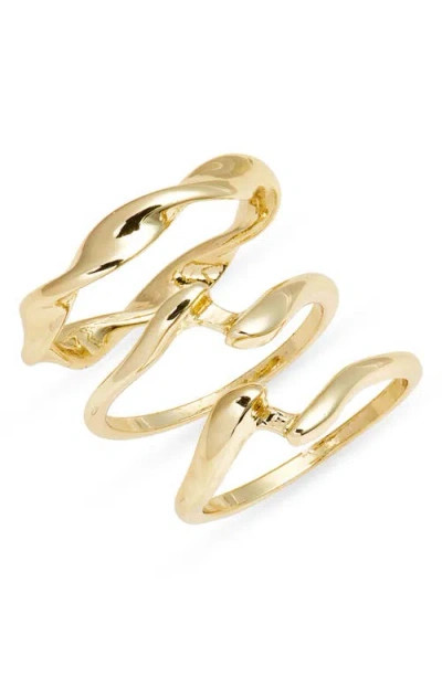 Nordstrom Set Of 3 Dainty Wavy Rings In Gold