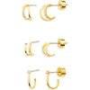 Nordstrom Set Of 3 Demi Fine Dainty Huggie Hoop Earrings
