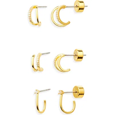 Nordstrom Set Of 3 Demi Fine Dainty Huggie Hoop Earrings In Gold