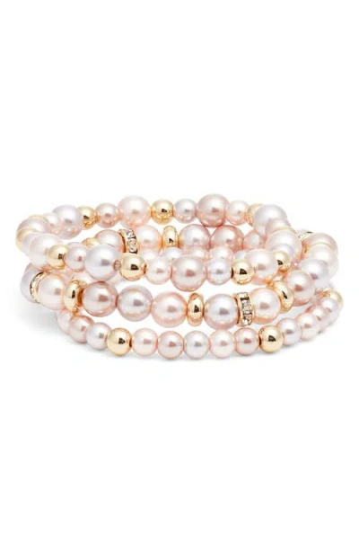 Nordstrom Set Of 3 Faux Pearl Stretch Bracelets In Multi