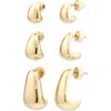 Nordstrom Set Of 3 Geometric Hoop Earrings