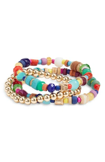 Nordstrom Set Of 3 Mixed Bead Stretch Bracelets