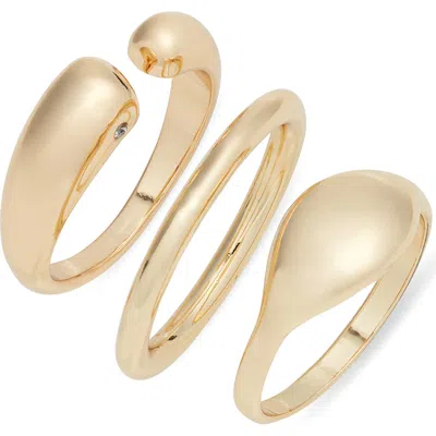 Nordstrom Set Of 3 Organic Teardrop Band Rings In Gold