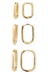 Nordstrom Set Of 3 Oval Hoop Earrings