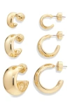 Nordstrom Set Of 3 Polished Dome Hoop Earrings