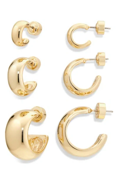 Nordstrom Set Of 3 Polished Dome Hoop Earrings