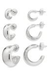 Nordstrom Set Of 3 Polished Dome Hoop Earrings