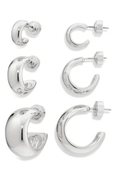 Nordstrom Set Of 3 Polished Dome Hoop Earrings