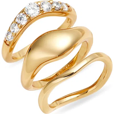 Nordstrom Set Of 3 Sculpted Rings In Gold