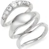 Nordstrom Set Of 3 Sculpted Rings In Metallic