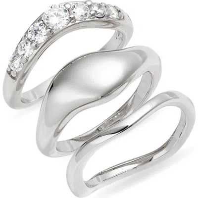 Nordstrom Set Of 3 Sculpted Rings In Metallic