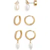 Nordstrom Set Of 3 Stud And Hoop Earrings In Gold