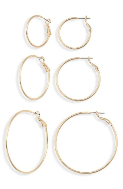 Nordstrom Set Of 3 Thin Essential Hoop Earrings In Gold
