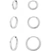 Nordstrom Set Of 3 Waterproof Huggie Hoop Earrings In Silver