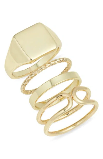Nordstrom Set Of 4 Polished Rings In Gold