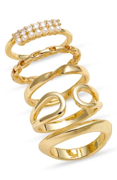 Nordstrom Set Of 5 Assorted Stacking Rings In Purple