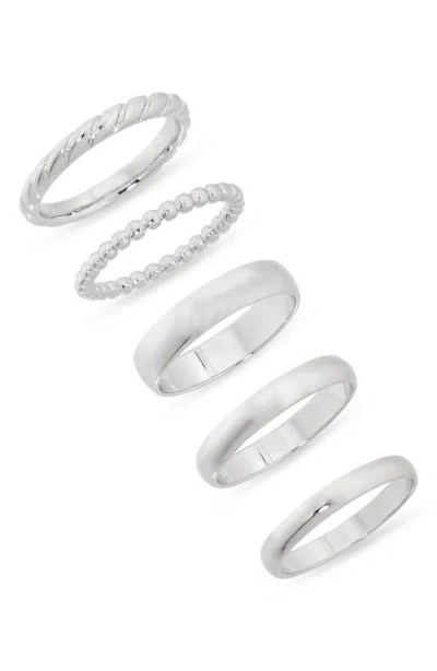 Nordstrom Set Of 5 Assorted Stacking Rings In Silver
