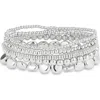 Nordstrom Set Of 5 Beaded Stretch Bracelets In Silver