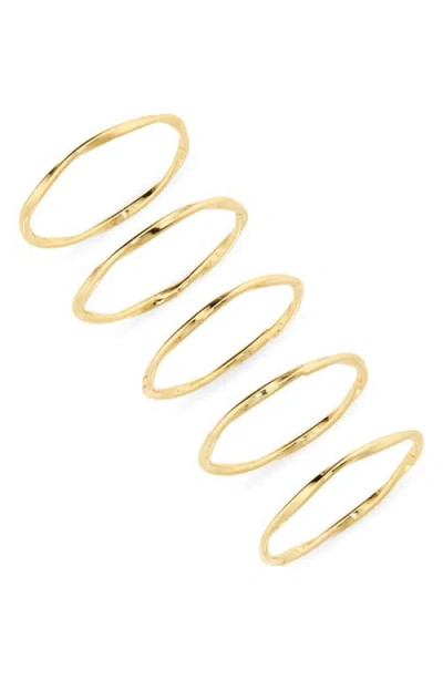 Nordstrom Set Of 5 Demi Fine Stacking Rings In Gold