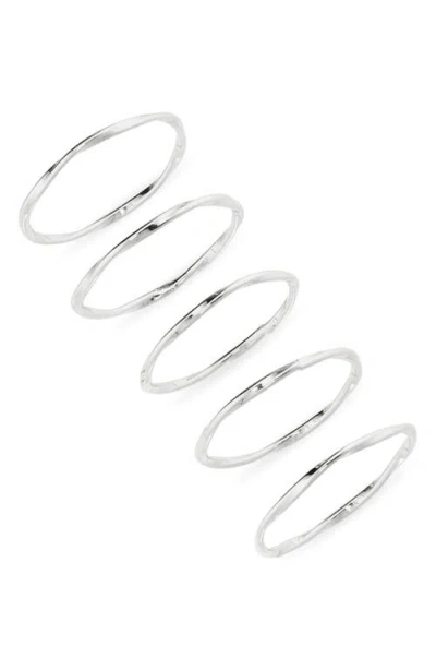 Nordstrom Set Of 5 Demi Fine Stacking Rings In Silver