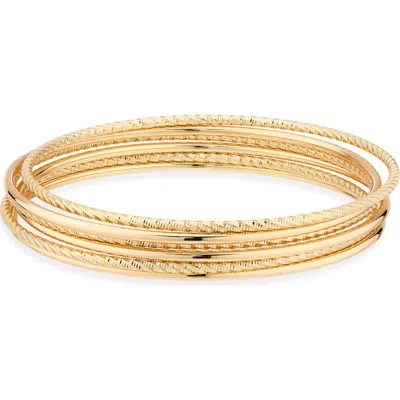 Nordstrom Set Of 5 Mixed Texture Bangle Bracelets In Gold