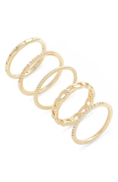 Nordstrom Set Of 5 Stackable Rings In Gold