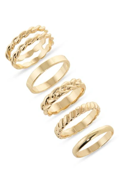 Nordstrom Set Of 5 Twist Stacking Rings In Gold