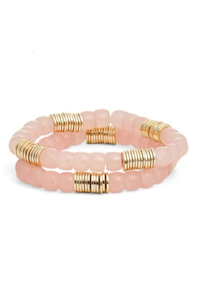 Nordstrom Set Of Two Beaded Stretch Bracelets In Pink