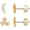 Nordstrom Set Of Two Dainty Cubic Zirconia Stud Earrings In Clear- Gold