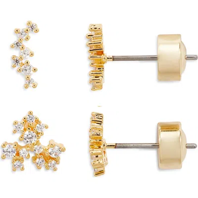 Nordstrom Set Of Two Dainty Cubic Zirconia Stud Earrings In Clear- Gold