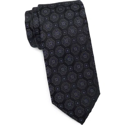 Nordstrom Shaffer Medallion Jacquard Silk Tie In Black