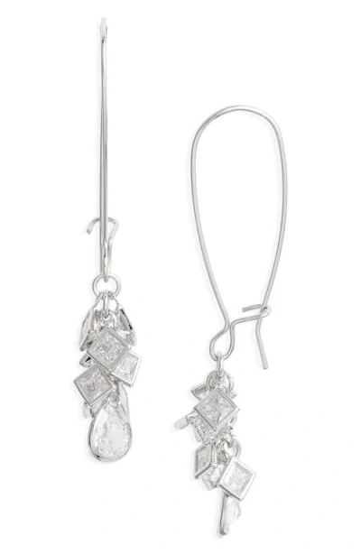 Nordstrom Shaky Cubic Zirconia Cluster Drop Earrings In Silver