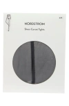 Nordstrom Sheer Corset Stripe Tights In Black