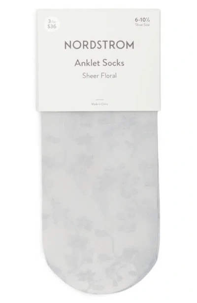 Nordstrom Sheer Lace Ankle Socks In Gray