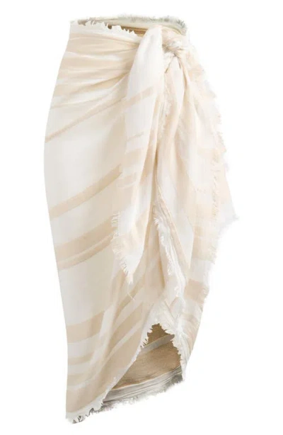 Nordstrom Sheer Stripe Pareo Wrap In Neutral