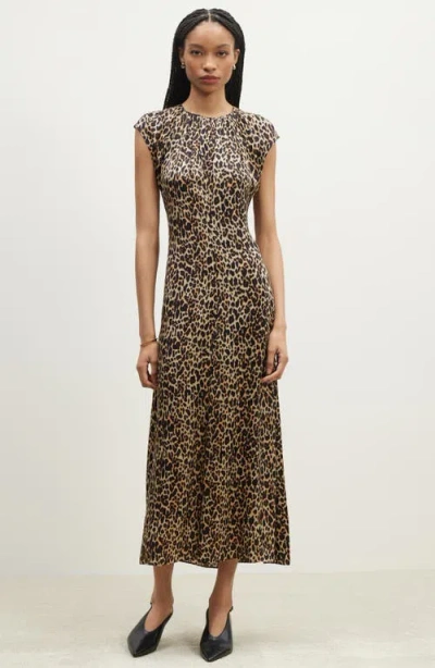 Nordstrom Shirred Cap Sleeve A-line Dress In Animal Print