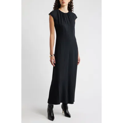 Nordstrom Shirred Cap Sleeve Maxi Dress In Black