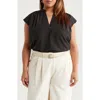 Nordstrom Shirred Cap Sleeve Top In Black