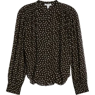 Nordstrom Shirred Chiffon Shirt In Black
