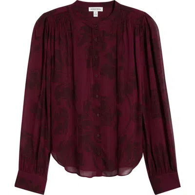 Nordstrom Shirred Chiffon Shirt In Brown
