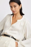 Nordstrom Shirred Satin Button-up Shirt