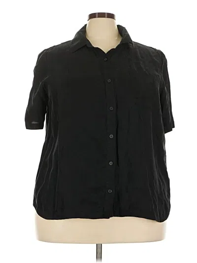 Pre-owned Nordstrom Short Sleeve Blouse In Black