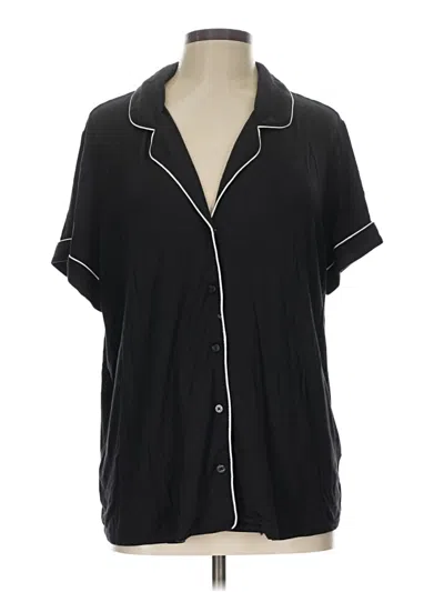 Pre-owned Nordstrom Short Sleeve Blouse In Black