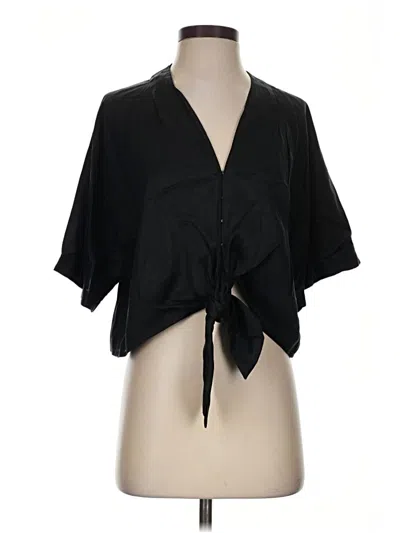 Pre-owned Nordstrom Short Sleeve Blouse In Black